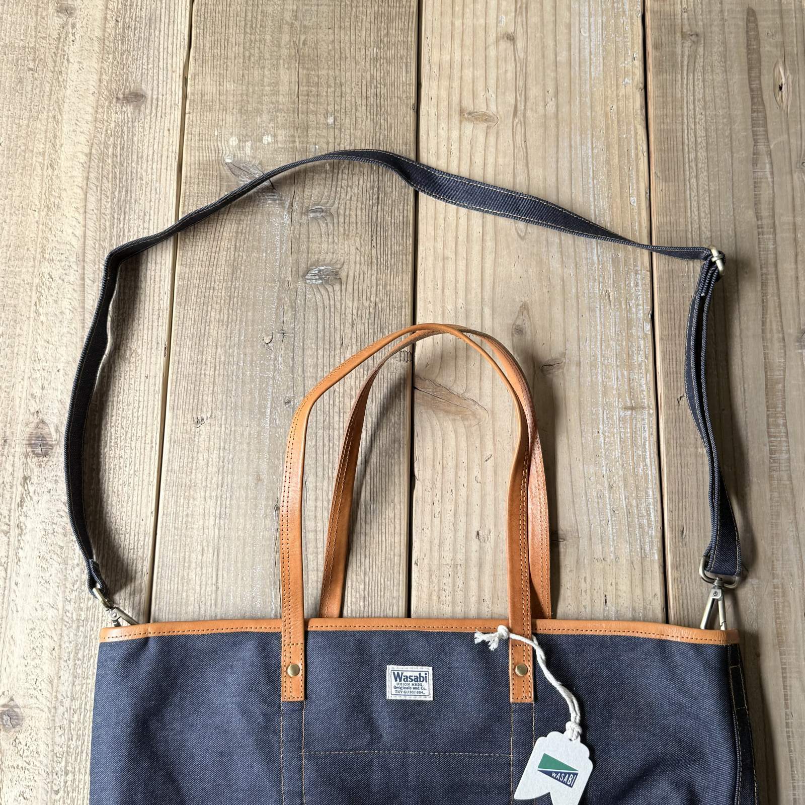 Wasabi  Leather shoulder tote denim/20L